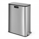 Stainless steel trash can with pedal control and soft-closing lid, designed for kitchen organization and space.