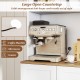 Kitchen pantry cabinet with microwave shelf, large storage, and cable management hole for organized kitchen space.