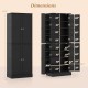 Dimensions of the black Kitchen Pantry Cabinet with 8 compartments and adjustable shelves for flexible storage options.