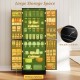 Freestanding black kitchen pantry cabinet with 8 compartments, 16 door shelves, and adjustable shelves for flexible.