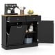 Kitchen tilt-out trash cabinet in black with two drawers, adjustable shelf, and spacious countertop for food.