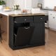 Kitchen tilt-out trash cabinet in black with two drawers, adjustable shelf, and ample countertop space for food.
