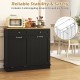 Black kitchen tilt-out trash cabinet with two drawers, adjustable shelf, and anti-toppling devices for safety and.