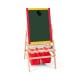 Double-sided kids art easel with magnetic blackboard, storage trays, and paper roll for creative play and imagination.
