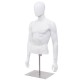 Half body male mannequin with adjustable metal base, perfect for displaying T-shirts and jackets in retail settings.