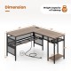 L-shaped computer desk in gray with adjustable shelf, power sockets, and USB ports for efficient home office use.