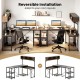 L-shaped computer desk with storage hutch, built-in power outlets, and heavy-duty metal frame for versatile workspace.