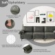 Large gray 3-seat sofa sectional with metal legs, featuring cozy backrest cushions and breathable linen fabric for.