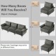 Large gray 3-seat sectional sofa with metal legs, featuring high-density sponge cushions for comfort and support.