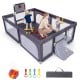 Large dark gray baby playpen with mat, ocean balls, and pull rings, perfect for 7-8 kids to play safely indoors.