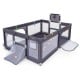 Large dark gray baby playpen with mat, ocean balls, and pull rings for safe, fun playtime for multiple kids.