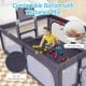 Large baby playpen in dark gray with thickened mat, featuring soft foam filling and non-slip fabric for safe play.