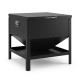 Large capacity black chicken feeding box with openable lid, galvanized metal for outdoor use, ideal for various poultry.
