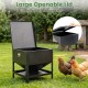 Large capacity black chicken feeding box with an openable lid, designed for easy feed refill and outdoor use.