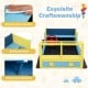 Large car-theme sandbox in blue with safety handrail, easy-to-clean surface, and storage for sand toys for kids' play.