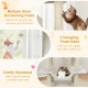 Large cat tree with multiple sisal scratching posts, comfy hammock, and two dangling plush balls for indoor cats.