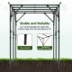 Large garden arch trellis made of PE-coated metal, designed for climbing plants and providing stability in outdoor.