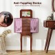 Large walnut jewelry cabinet featuring five drawers and a mirror, ideal for organizing various jewelry types.