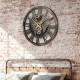 Large 27" brown gear wall clock with world map design, featuring delicate hands and hidden battery box for easy.