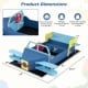 Large wooden kids sandbox with bench seat in blue, featuring a colorful propeller and adjustable sand depth for.