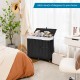 Laundry hamper with lid and wheels, featuring a sleek black design, perfect for organizing toys and clothes in any room.