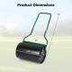 Lawn roller with U-shape handle, 12-gallon capacity, measuring 21" x 20" x 43", ideal for leveling lawns.