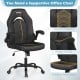 Ergonomic black leather office chair with padded armrests and thickened seat cushion, ideal for home and office use.