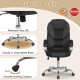 Ergonomic black leather office chair with padded armrests, adjustable backrest, and smooth rolling casters for.