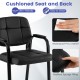 Cushioned black leather office chair with padded armrests and waterproof PVC leather, ideal for reception areas.
