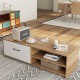 TV stand with two open shelves and a drawer, made of wood, suitable for 55-inch TVs, ideal for living room storage.