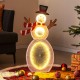 Lighted snowman decoration with 105 LED lights, metal stand, and elegant scarf, perfect for living rooms or outdoor.