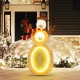 Lighted snowman decoration with 105 LED lights, metal stand, and scarf, perfect for outdoor holiday displays.