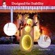 Lighted snowman decoration with 105 LED lights, stable base, and ground stakes for outdoor holiday charm.