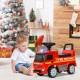 Red Mercedes Benz kids fire engine ride-on toy with ergonomic seat, storage space, and warning lights for ages 12-36.