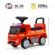Red licensed Mercedes Benz kids fire engine racer with steering wheel, storage space, and ergonomic design for toddlers.