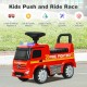 Licensed Mercedes Benz Kids Fire Engine Racer in red with ergonomic seat, warning light, and storage for toys.