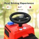 Steering wheel of the licensed Mercedes Benz kids fire engine racer with horn, whistle, and siren sounds for fun play.