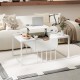 Lift top coffee table in white with hidden storage compartment, ideal for versatile use as a work or coffee table.