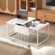 Modern lift top coffee table in white displaying spacious hidden storage and a wide tabletop for work or casual use.