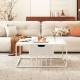 Lift top coffee table in white with hidden storage compartment, ideal for living room organization and versatile use.