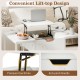 Lift top coffee table with hidden storage compartment, white finish, featuring premium gas struts for easy height.