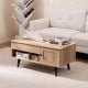 Lift top coffee table in natural finish featuring a wide tabletop and stylish design, perfect for modern home decor.