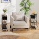 Lift top end table in black with charging station, wheels, and storage, perfect for living room or bedroom use.