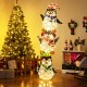 Lighted penguins decoration with warm white lights, featuring festive hats and scarves, perfect for Christmas displays.