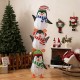 Three stacked lighted penguins wearing hats and scarves, featuring 156 warm white lights for festive decoration.