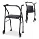 Lightweight aluminum mobility walker with padded seat, 2 wheels, and 5-level adjustable height for seniors' comfort.