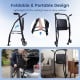 Lightweight aluminum mobility walker with padded seat, foldable design, and 2 wheels for easy outdoor transport.