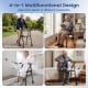 Lightweight aluminum mobility walker with padded seat, adjustable height, and 2 wheels for versatile use by seniors.