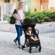 Lightweight baby stroller with adjustable backrest, compact design, and sun canopy, perfect for travel and airport use.