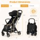 Product dimensions of the lightweight baby stroller, showing weight capacity and suitable age for travel convenience.